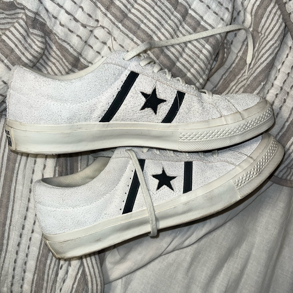 Crème and Black Converse Super Star Shoes